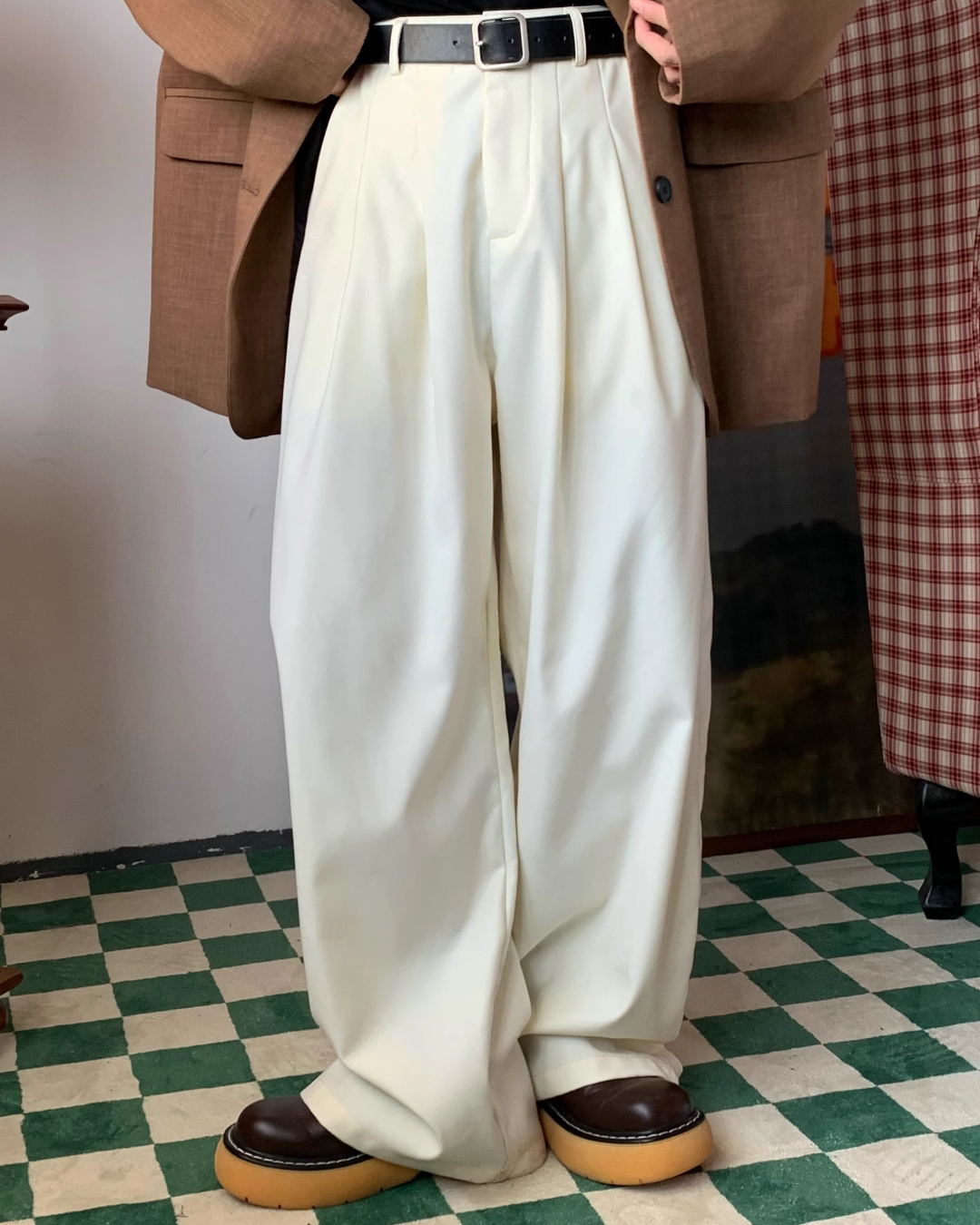 White wide pants Y0015