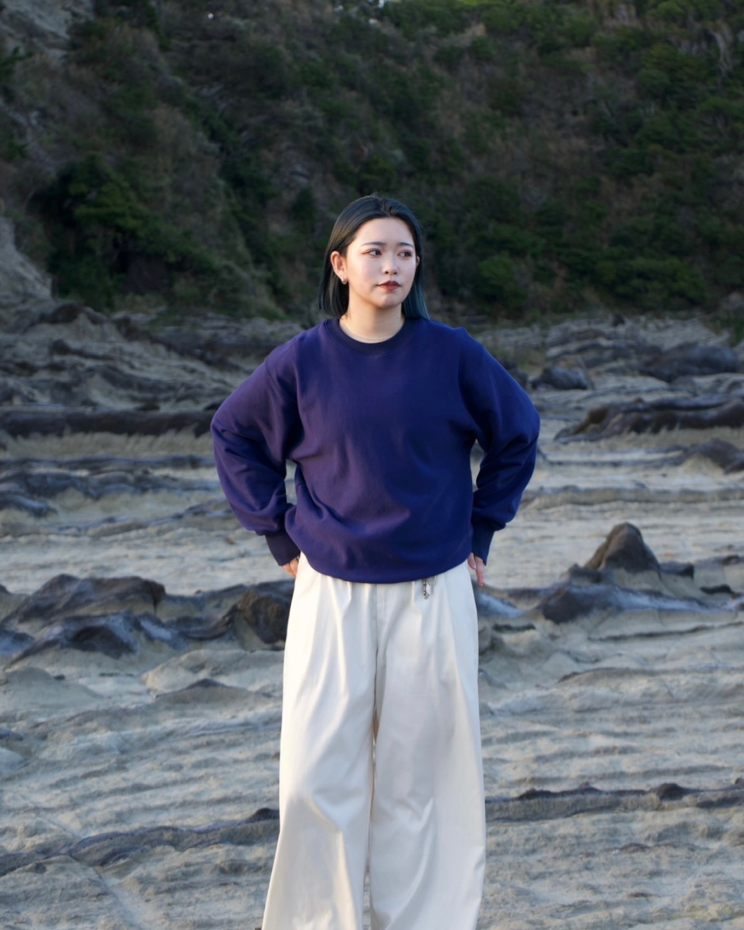 [YUUNA Original] Heavyweight ribbed sweatshirt Y0076
