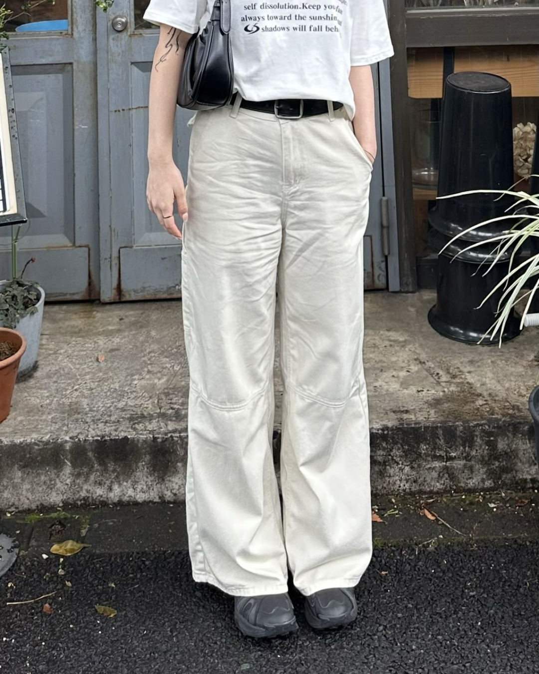 ホワイトストレートデニムパンツ Y1541