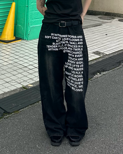 レタリングデニムパンツ Y1588