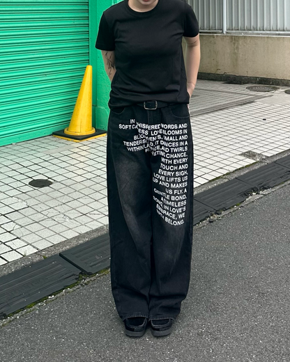 レタリングデニムパンツ Y1588
