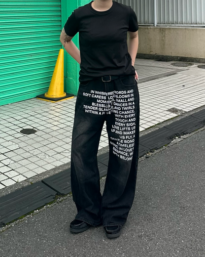 レタリングデニムパンツ Y1588
