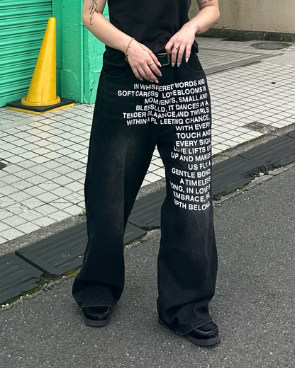 レタリングデニムパンツ Y1588