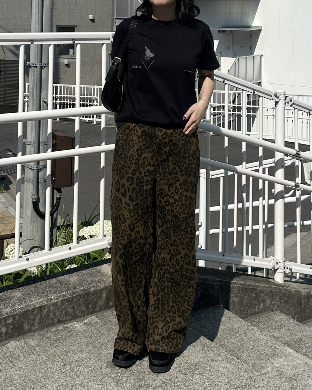 ブラウンカジュアルレオパードパンツ Y1608