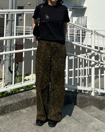 ブラウンカジュアルレオパードパンツ Y1608