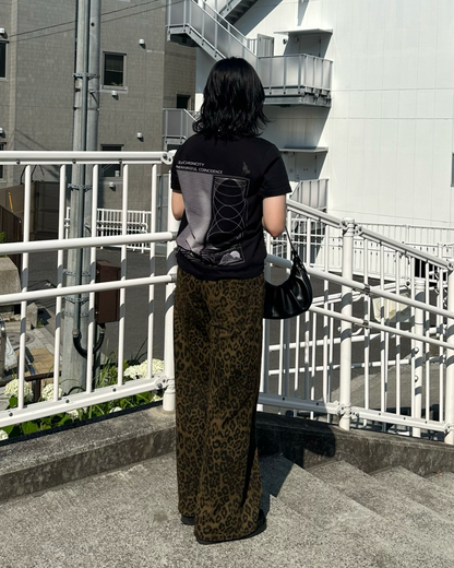 ブラウンカジュアルレオパードパンツ Y1608