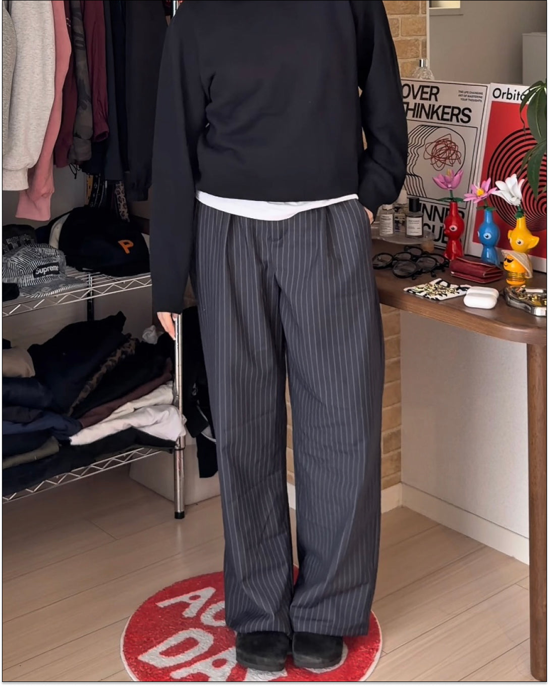 ベルトタックストライプパンツ
Y1665