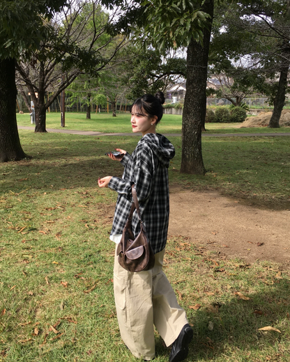 フードチェックシャツ YN0019