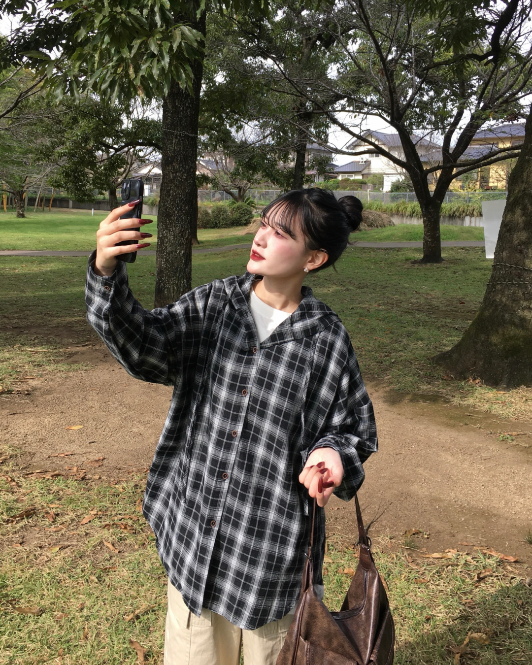 フードチェックシャツ YN0019