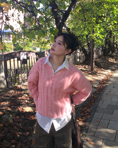 プルオーバーVネックニット YN0025