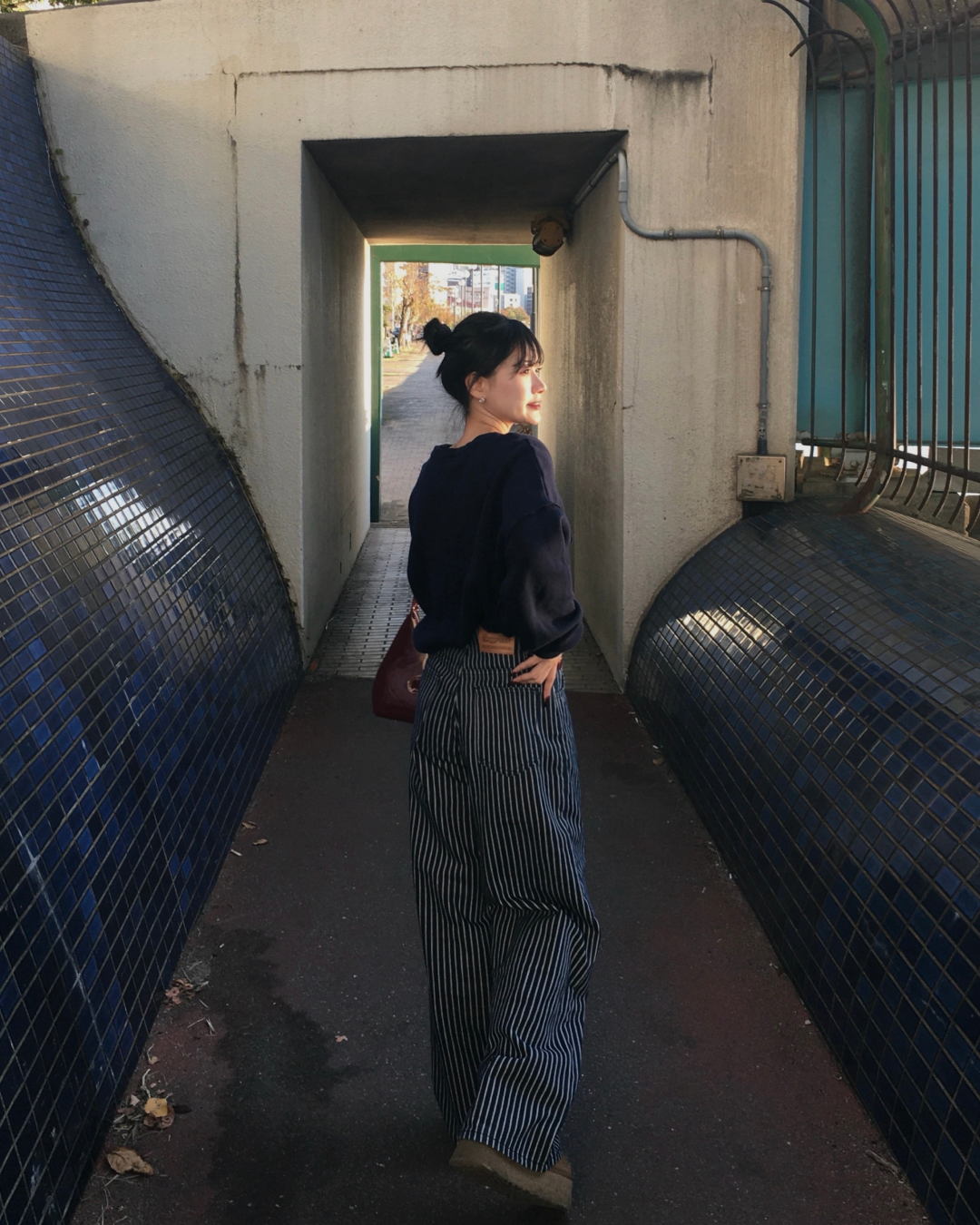 ストライプワイドデニムパンツ YN0042