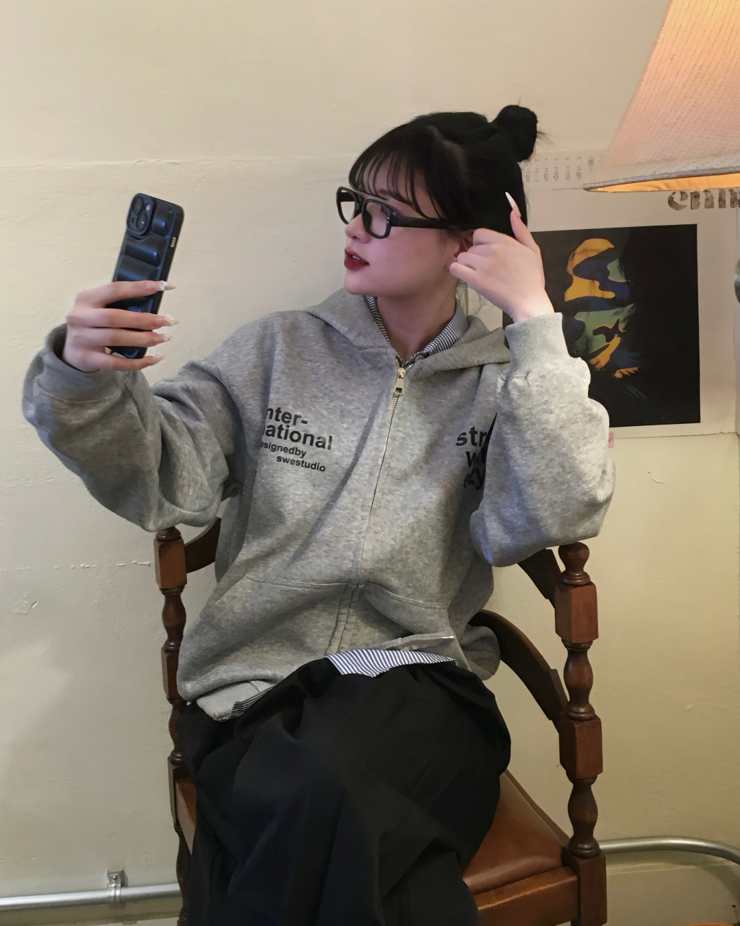 レタープリントダブルジップパーカーYN0072 – YOLO（ヨロ