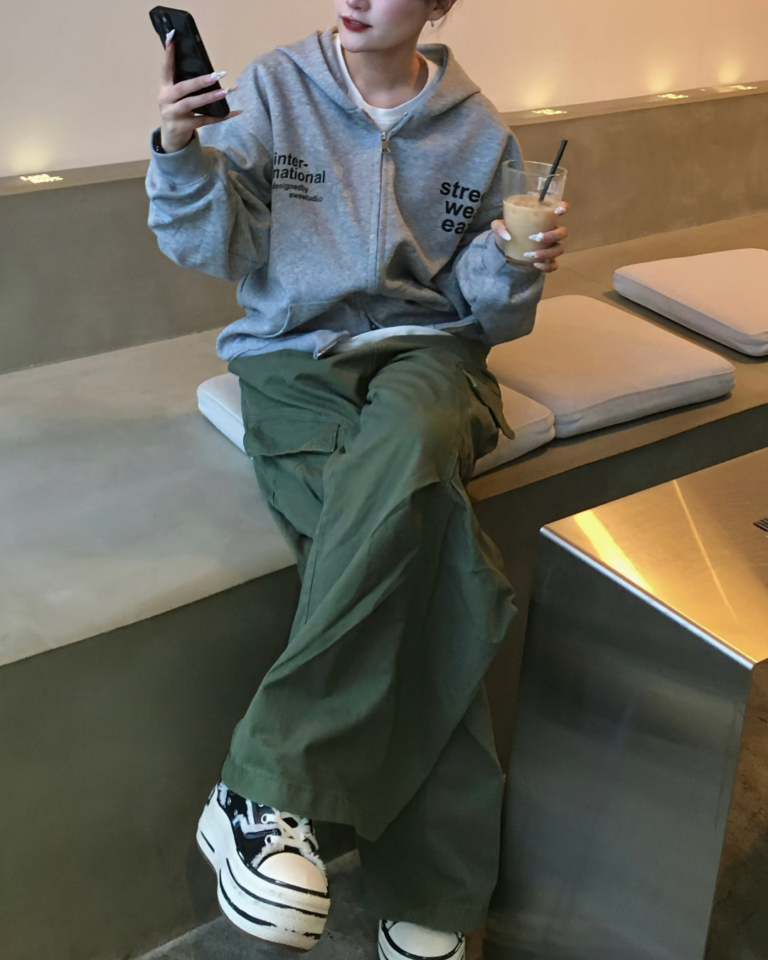 レタープリントダブルジップパーカーYN0072 – YOLO（ヨロ