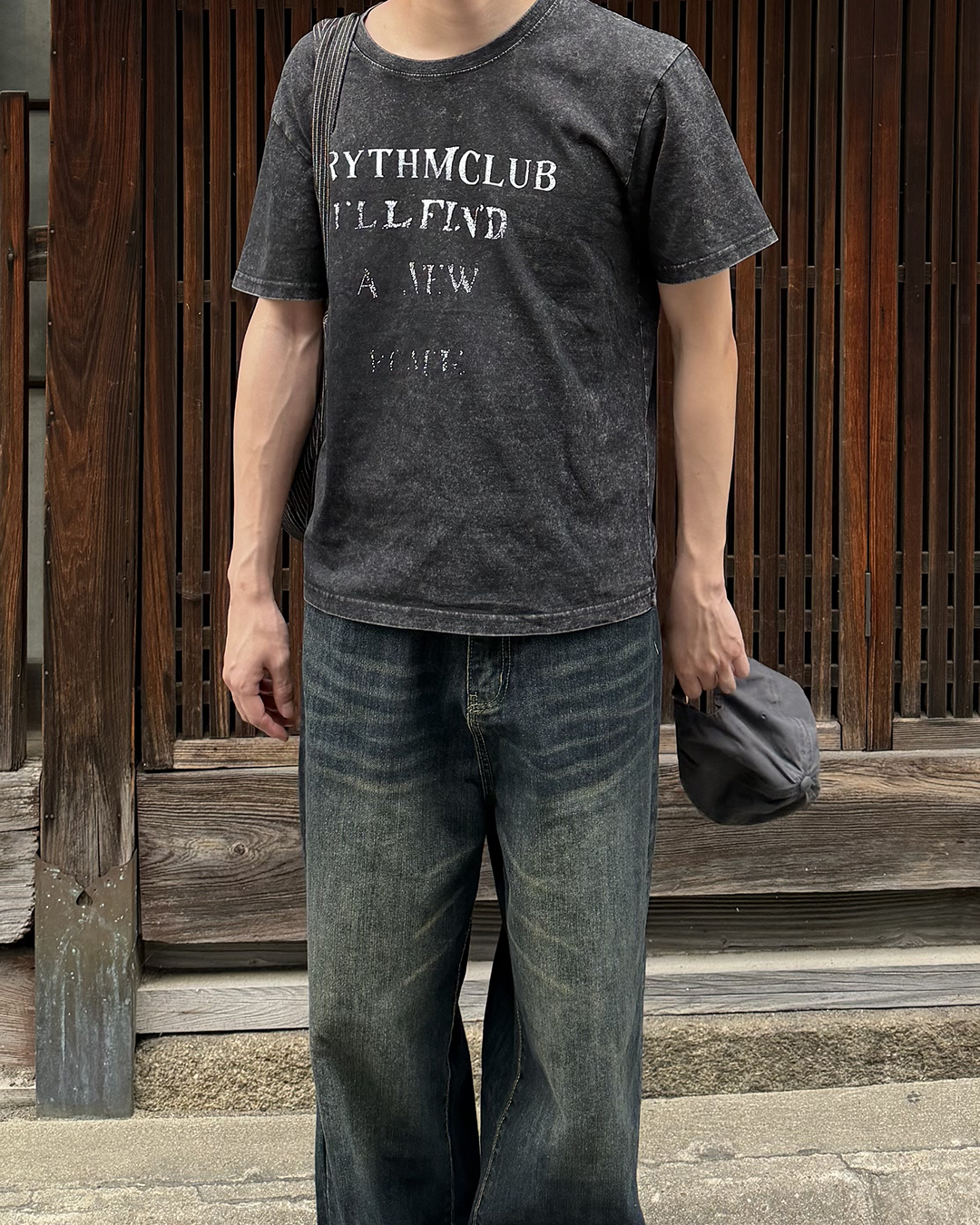 サマーウォッシュブラックTシャツ YQ0032