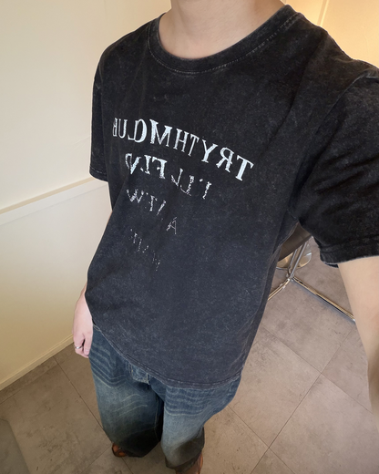 サマーウォッシュブラックTシャツ YQ0032