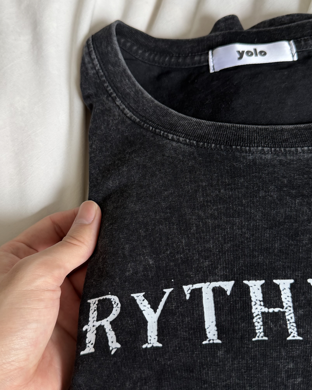 サマーウォッシュブラックTシャツ YQ0032