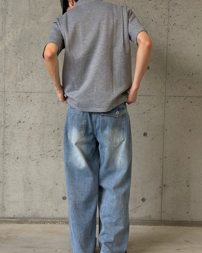 【7/10 18時販売開始】バックアシンメトリックポケットバギーデニムYQ0112