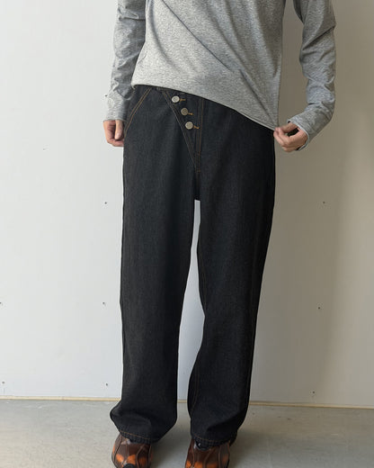 スラントボタンワイドデニム YQ0114