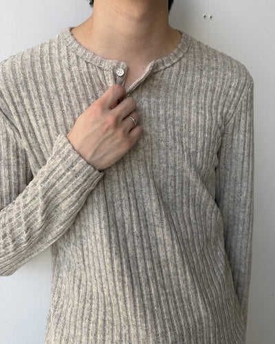 ニュアンスカラーリブヘンリーネックロンT YQ0118