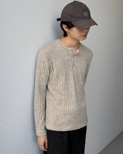 ニュアンスカラーリブヘンリーネックロンT YQ0118