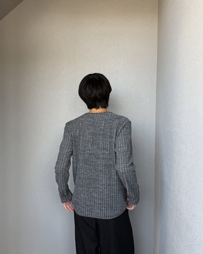 ニュアンスカラーリブヘンリーネックロンT YQ0118
