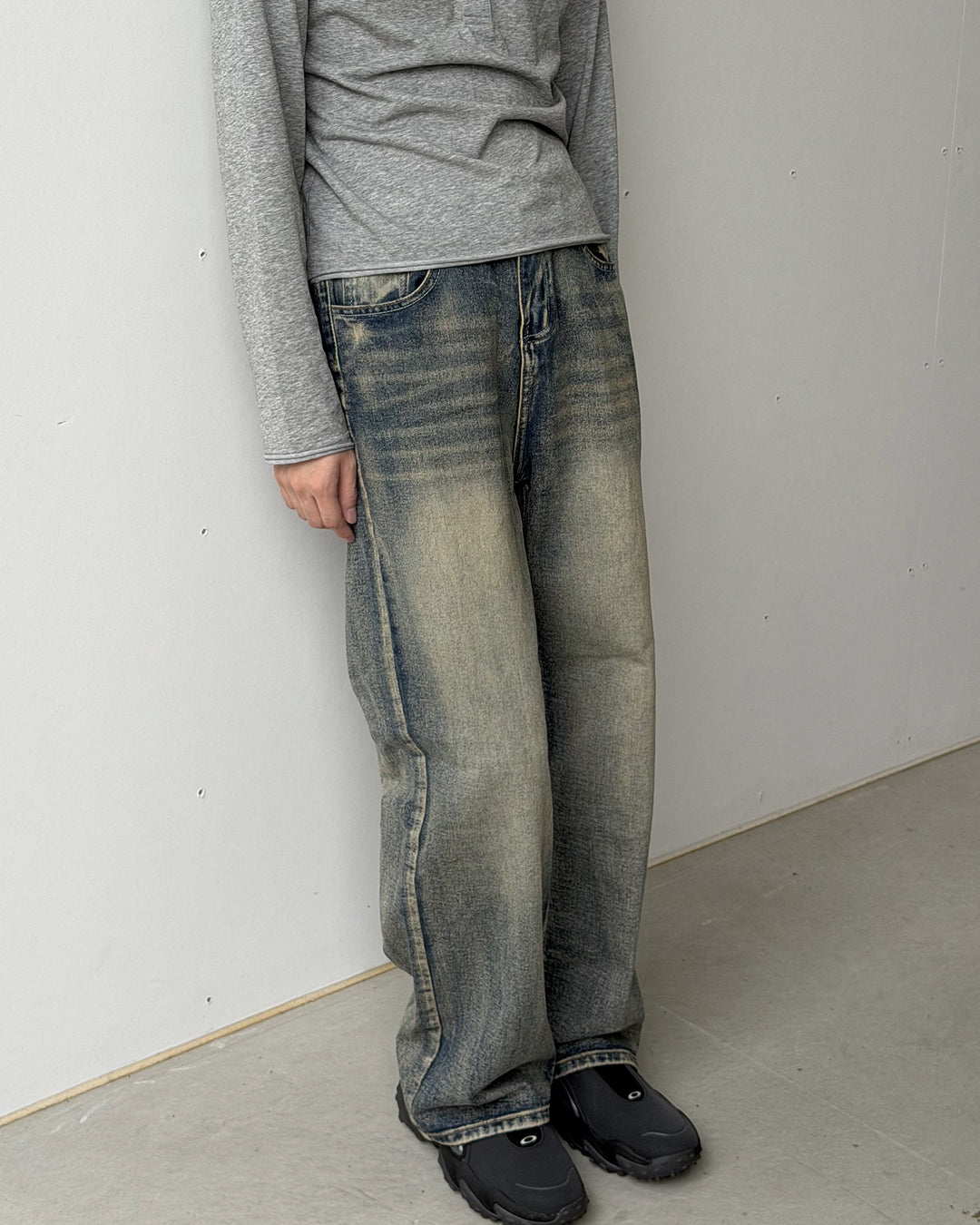 レトロカジュアルストレートロングパンツ YQ0128