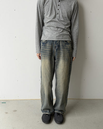 レトロカジュアルストレートロングパンツ YQ0128