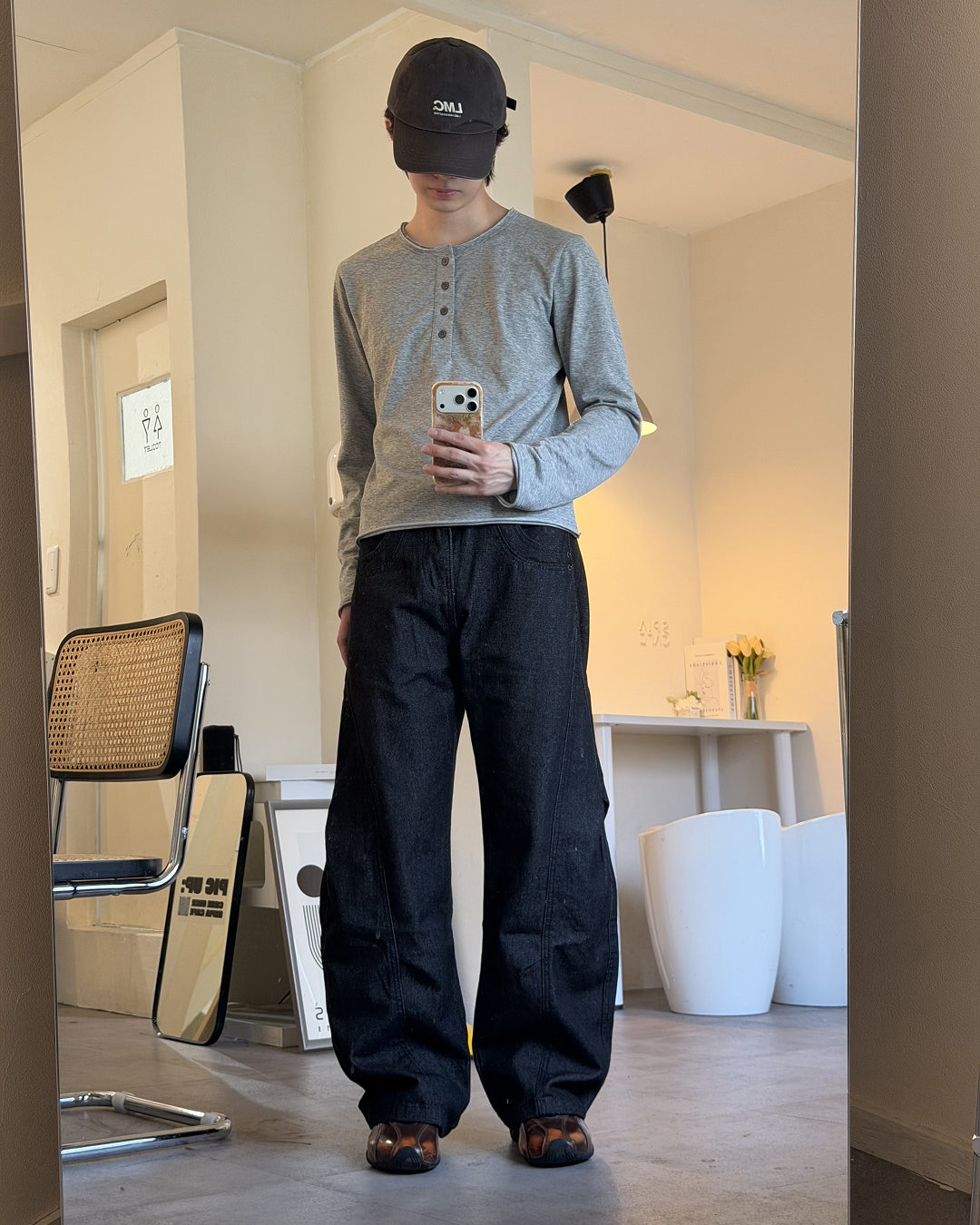 ルーズフィットブラックデニム YQ0168