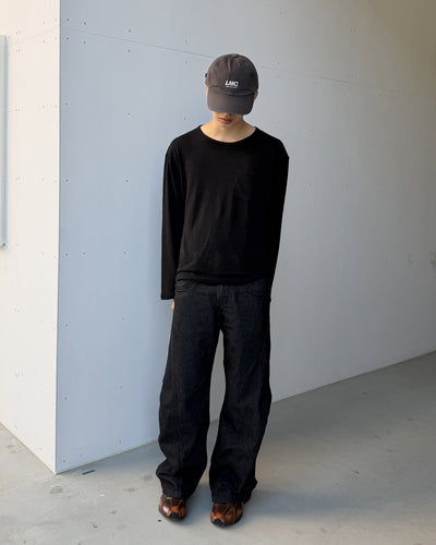 ルーズフィットブラックデニム YQ0168