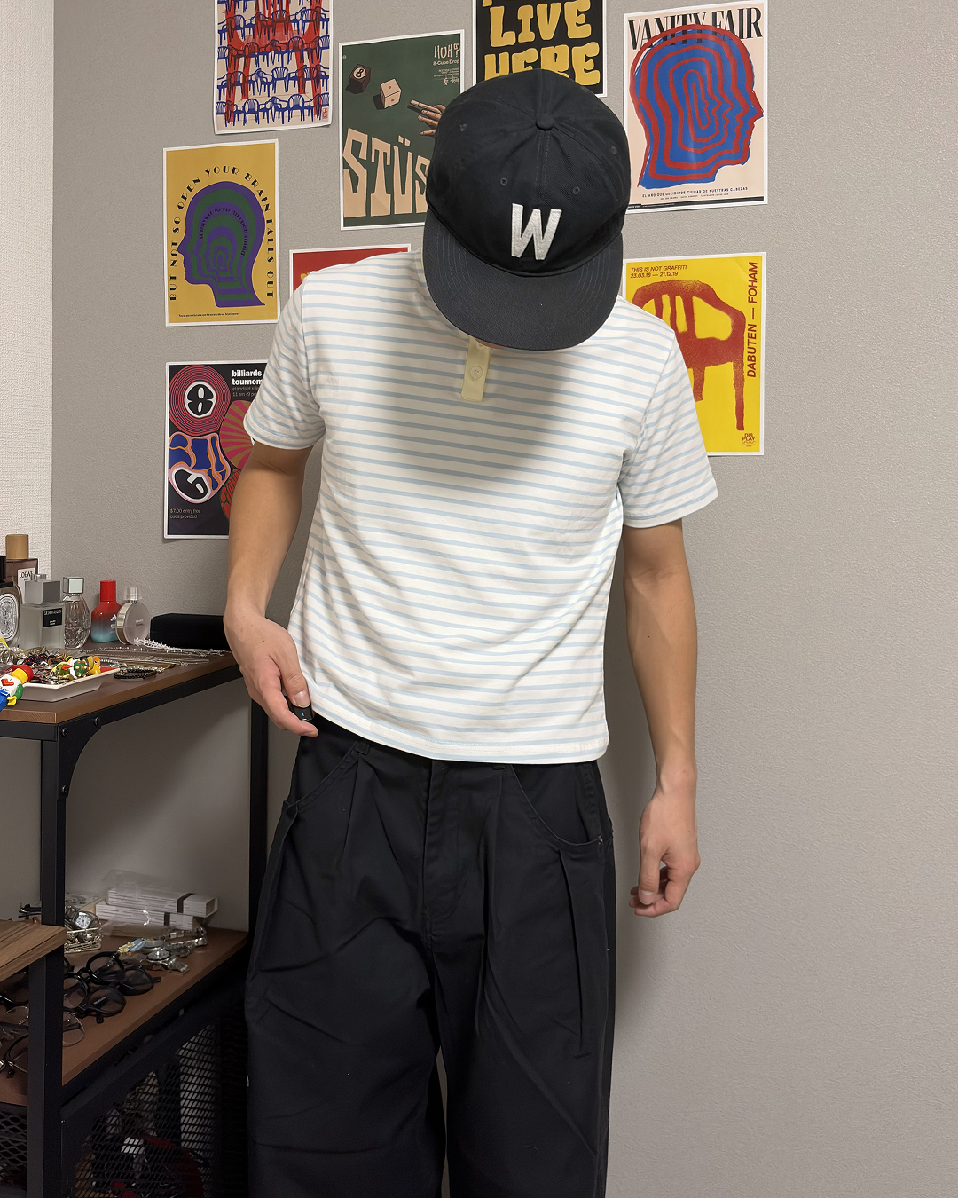 ヘンリーネックボーダーTシャツ YT0006