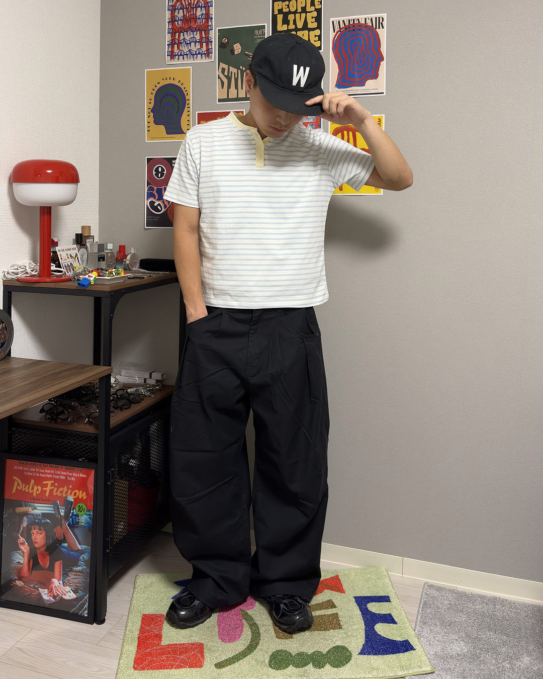 ヘンリーネックボーダーTシャツ YT0006