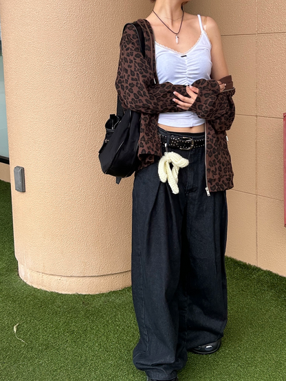 レオパードワッフルジップパーカー ZA0025