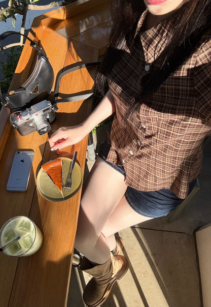 アシンメトリーテェックシャツ NK0018