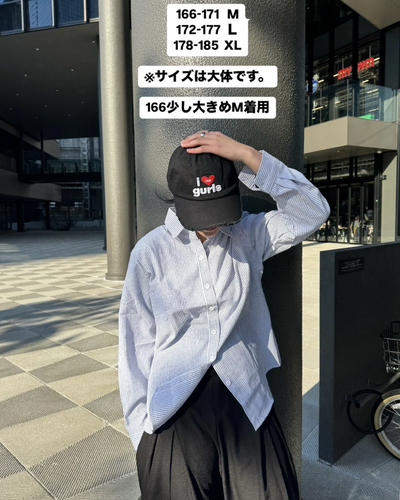 【即納】コットン混ストライプレギュラーシャツ K0360